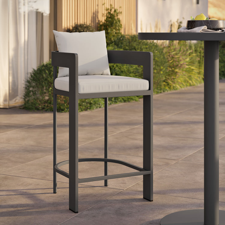 Tahoe Outdoor Patio Aluminum Bar Chair - White