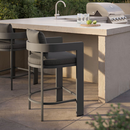 Tahoe Outdoor Patio Aluminum Counter Stool - Charcoal