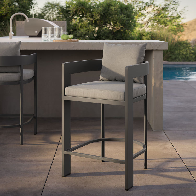 Tahoe Outdoor Patio Aluminum Counter Stool - Gray
