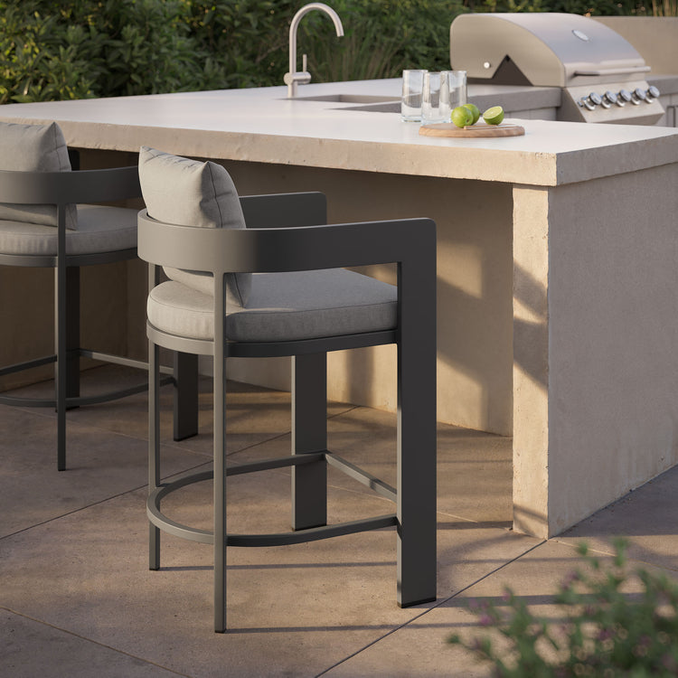 Tahoe Outdoor Patio Aluminum Counter Stool - Gray