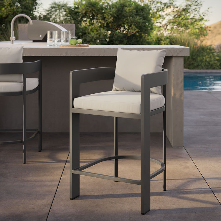 Tahoe Outdoor Patio Aluminum Counter Stool - White