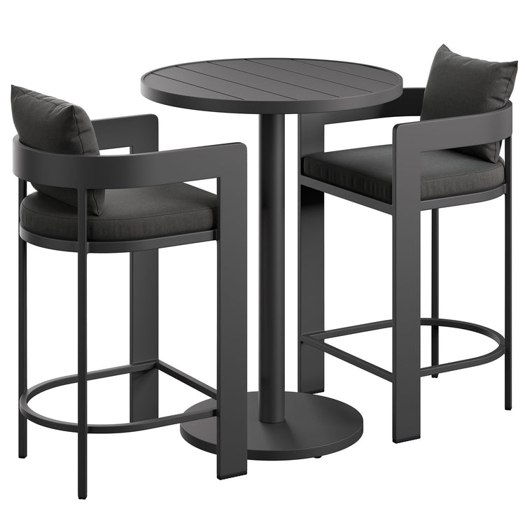 Tahoe 3-Piece Outdoor Aluminum Bar Set - Charcoal