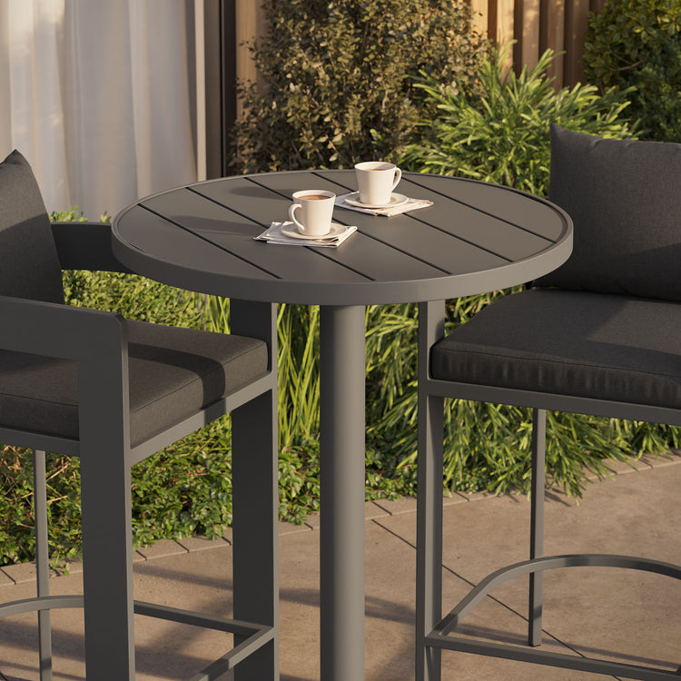 Tahoe 3-Piece Outdoor Aluminum Bar Set - Charcoal