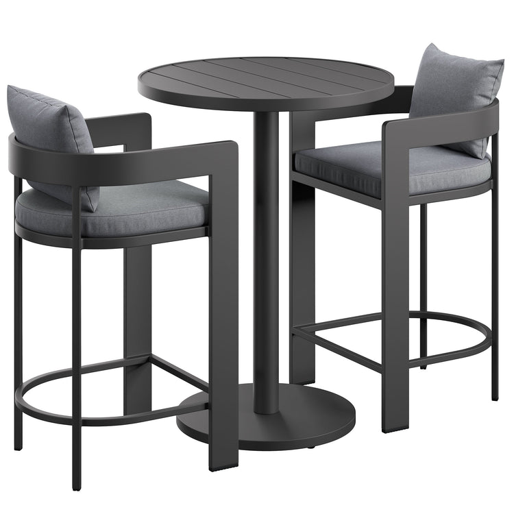Tahoe 3-Piece Outdoor Aluminum Bar Set - Gray