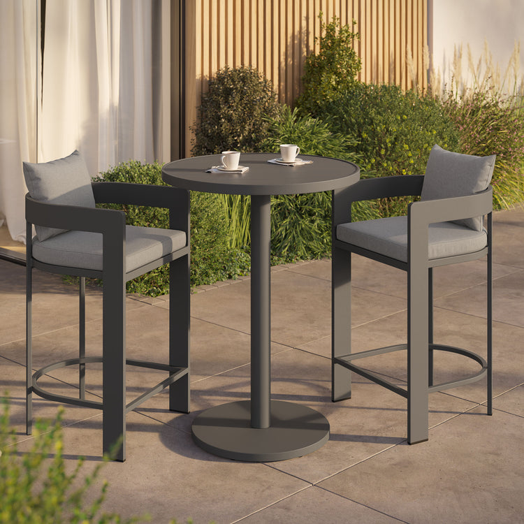 Tahoe 3-Piece Outdoor Aluminum Bar Set - Gray