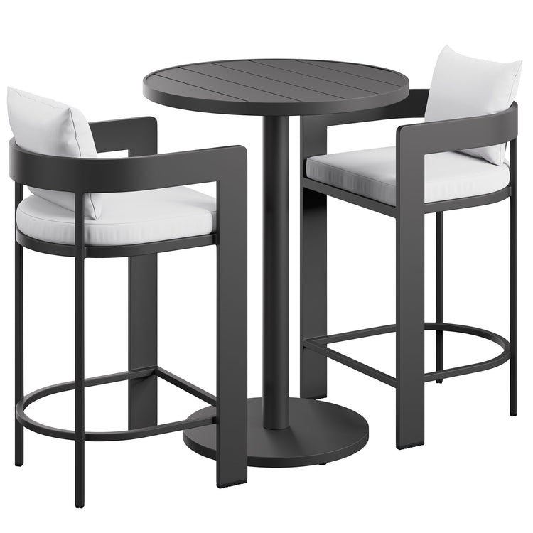 Tahoe 3-Piece Outdoor Aluminum Bar Set - White