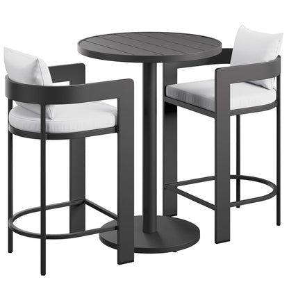 Tahoe 3-Piece Outdoor Aluminum Bar Set - White