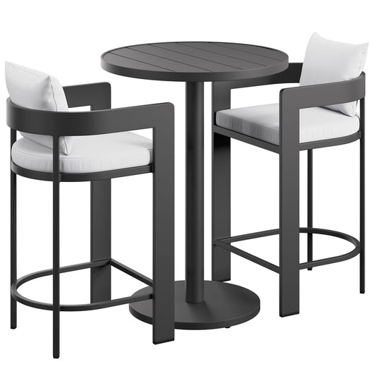 Tahoe 3-Piece Outdoor Aluminum Bar Set - White