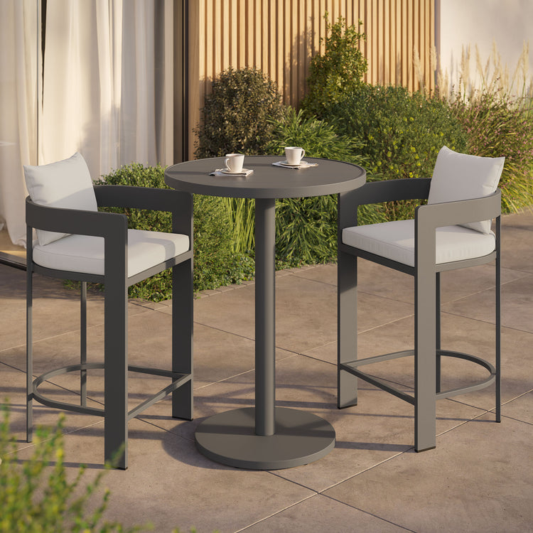 Tahoe 3-Piece Outdoor Aluminum Bar Set - White