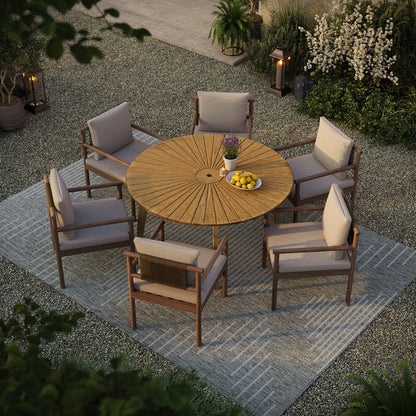 Cielo 59" Sunburst Outdoor Teak Dining Table - Default Title