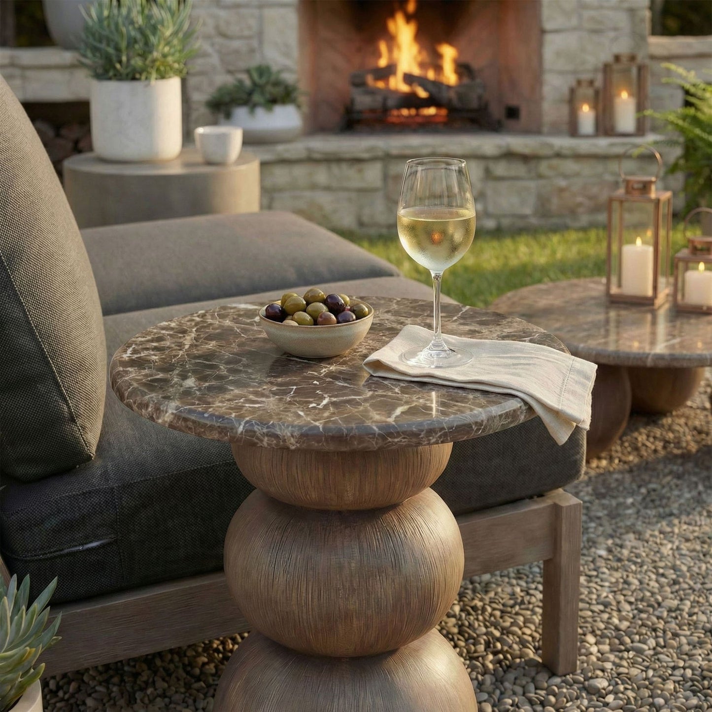 Pietra Indoor Outdoor Round Side Table - Default Title