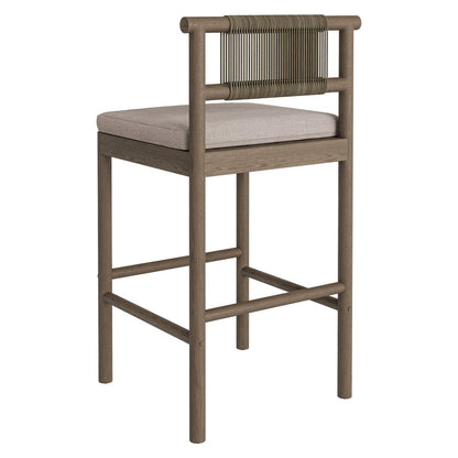 Eleni Outdoor Teak Wood Bar Stools Set of 2 - Weathered Gray Pebble