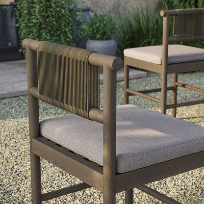 Eleni Outdoor Teak Wood Counter Stools Set of 2 - Weathered Gray Pebble