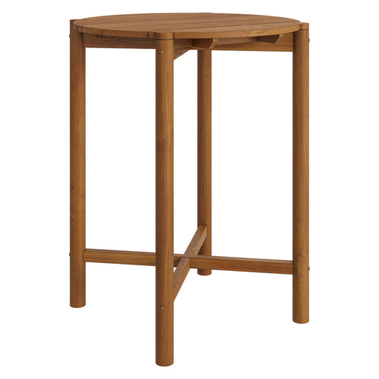 Eleni Round 35 Inch Outdoor Teak Wood Round Bar Table - Natural
