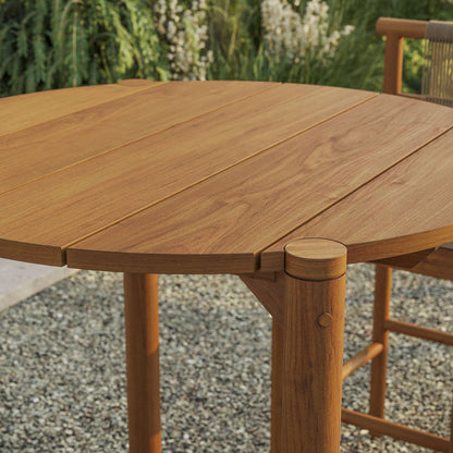 Eleni Round 35 Inch Outdoor Teak Wood Round Bar Table - Natural