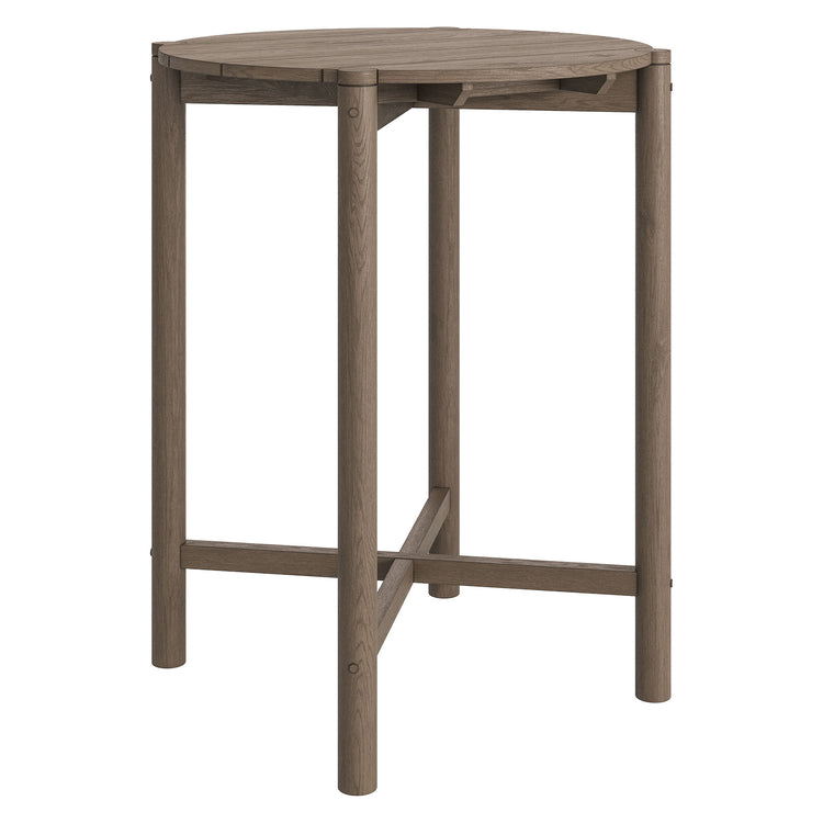 Eleni Round 35 Inch Outdoor Teak Wood Round Bar Table - Weathered Gray Teak