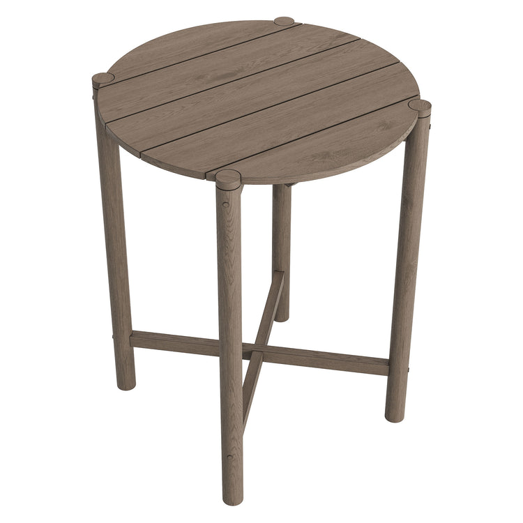 Eleni Round 35 Inch Outdoor Teak Wood Round Bar Table - Weathered Gray Teak