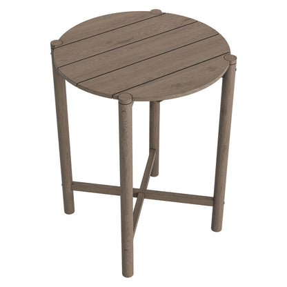 Eleni Round 35 Inch Outdoor Teak Wood Round Bar Table - Weathered Gray Teak