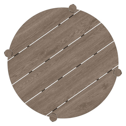 Eleni Round 35 Inch Outdoor Teak Wood Round Bar Table - Weathered Gray Teak