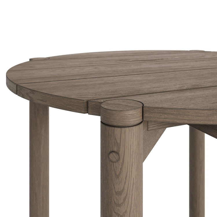 Eleni Round 35 Inch Outdoor Teak Wood Round Bar Table - Weathered Gray Teak