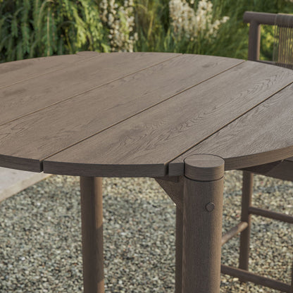 Eleni Round 35 Inch Outdoor Teak Wood Round Bar Table - Weathered Gray Teak