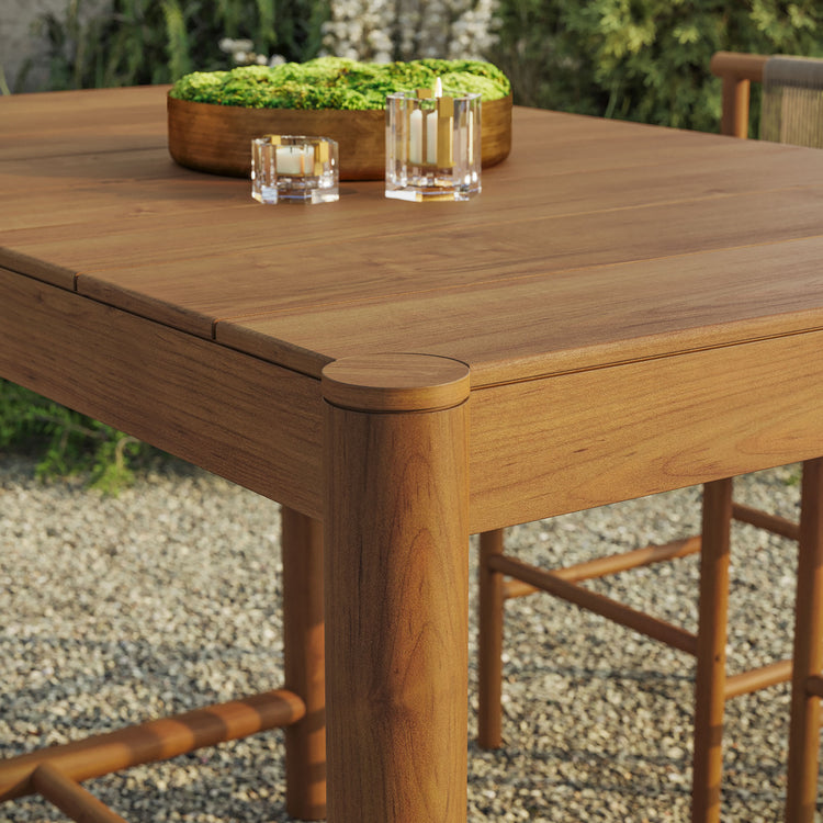 Eleni Rectangle 56-Inch Outdoor Teak Wood Rectangular Bar Table - Natural