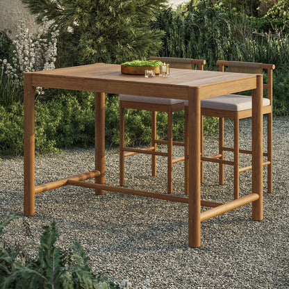 Eleni Rectangle 56-Inch Outdoor Teak Wood Rectangular Bar Table - Natural