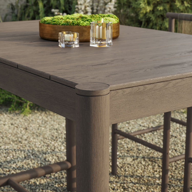 Eleni Rectangle 56-Inch Outdoor Teak Wood Rectangular Bar Table - Weathered Gray Teak