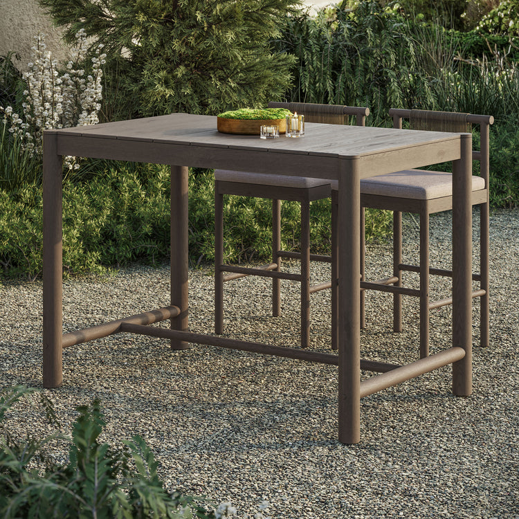 Eleni Rectangle 56-Inch Outdoor Teak Wood Rectangular Bar Table - Weathered Gray Teak