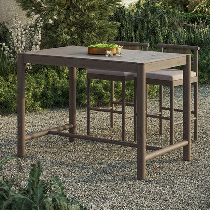 Eleni Rectangle 56-Inch Outdoor Teak Wood Rectangular Bar Table - Weathered Gray Teak