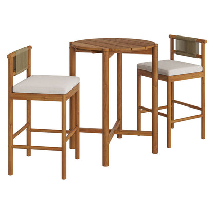 Eleni 3-Piece Outdoor Teak Wood Bar Set - Natural Sail