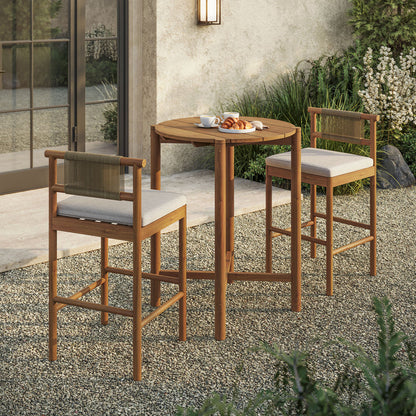 Eleni 3-Piece Outdoor Teak Wood Bar Set - Natural Sail