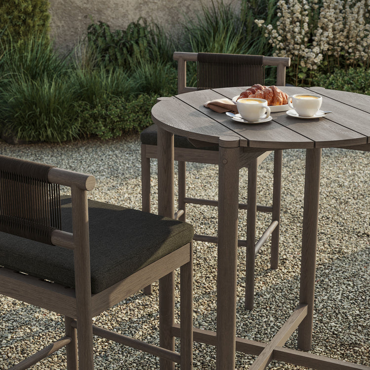 Eleni 3-Piece Outdoor Teak Wood Bar Set - Weathered Gray Flint
