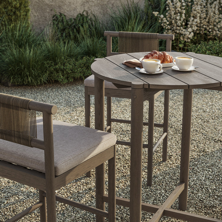 Eleni 3-Piece Outdoor Teak Wood Bar Set - Weathered Gray Pebble