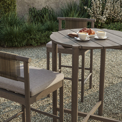 Eleni 3-Piece Outdoor Teak Wood Bar Set - Weathered Gray Pebble