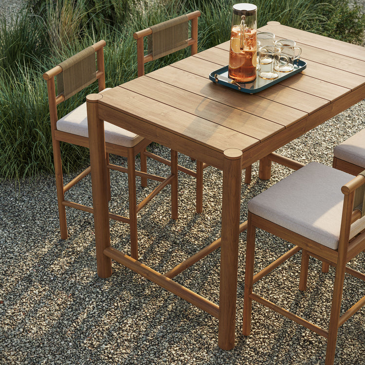 Eleni 5-Piece Outdoor Teak Wood Bar Set - Natural Sail