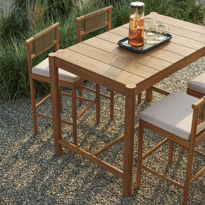 Eleni 5-Piece Outdoor Teak Wood Bar Set - Natural Sail