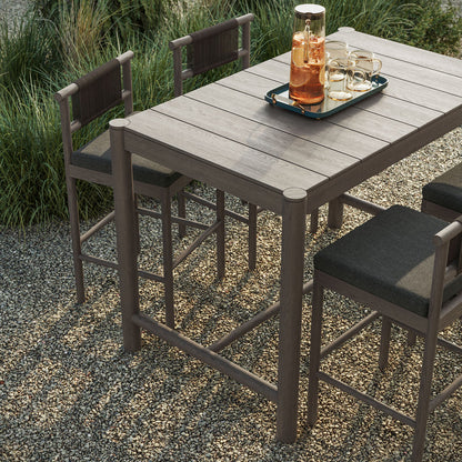 Eleni 5-Piece Outdoor Teak Wood Bar Set - Weathered Gray Flint