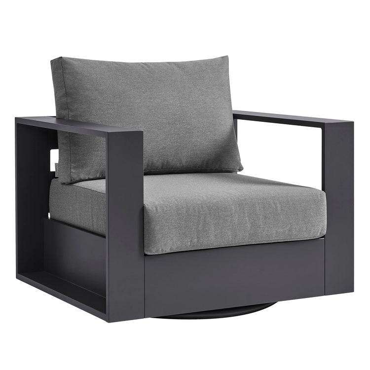 Tahoe Outdoor Powder-Coated Aluminum Swivel Armchair - Gray Charcoal