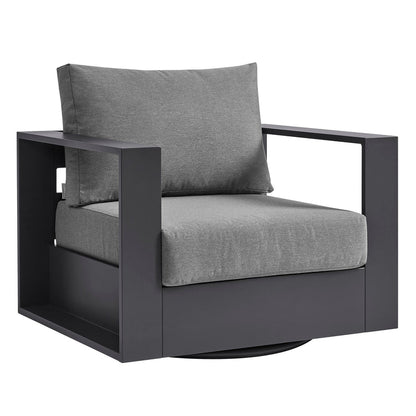 Tahoe Outdoor Powder-Coated Aluminum Swivel Armchair - Gray Charcoal