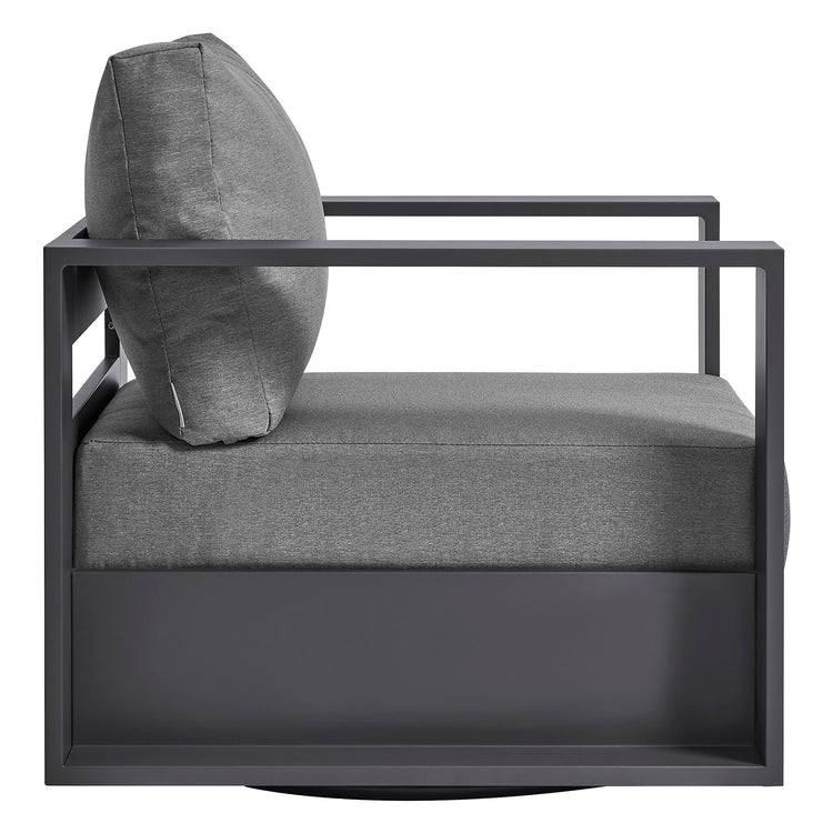Tahoe Outdoor Powder-Coated Aluminum Swivel Armchair - Gray Charcoal