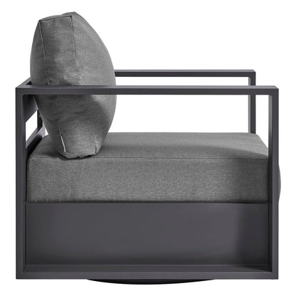 Tahoe Outdoor Powder-Coated Aluminum Swivel Armchair - Gray Charcoal