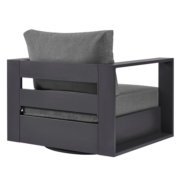 Tahoe Outdoor Powder-Coated Aluminum Swivel Armchair - Gray Charcoal