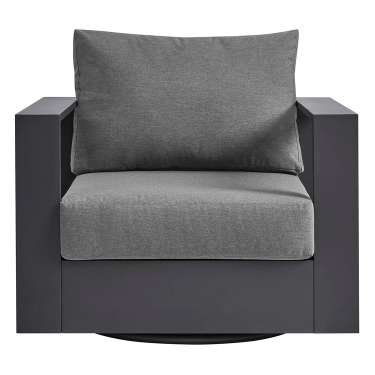 Tahoe Outdoor Powder-Coated Aluminum Swivel Armchair - Gray Charcoal