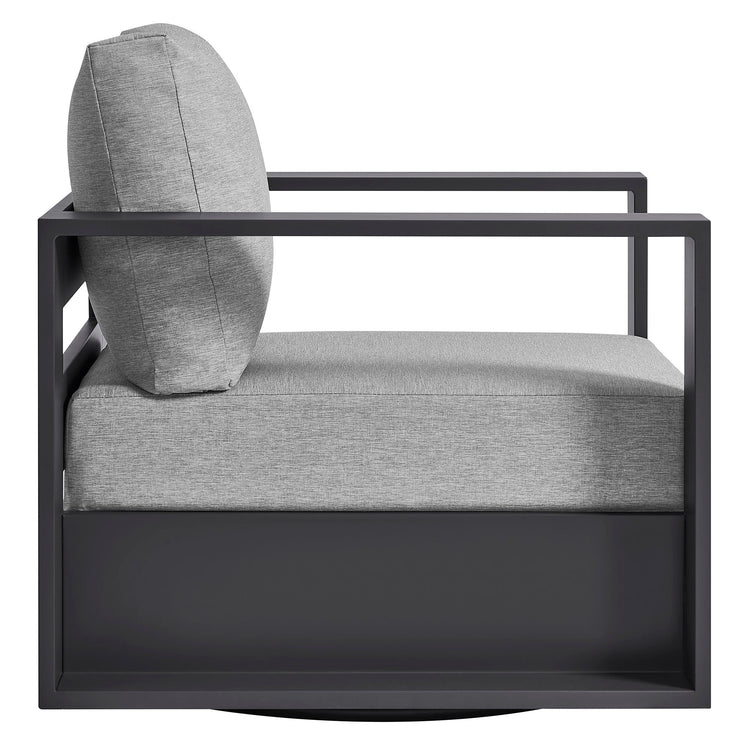 Tahoe Outdoor Powder-Coated Aluminum Swivel Armchair - Gray Gray