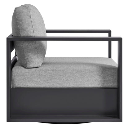 Tahoe Outdoor Powder-Coated Aluminum Swivel Armchair - Gray Gray