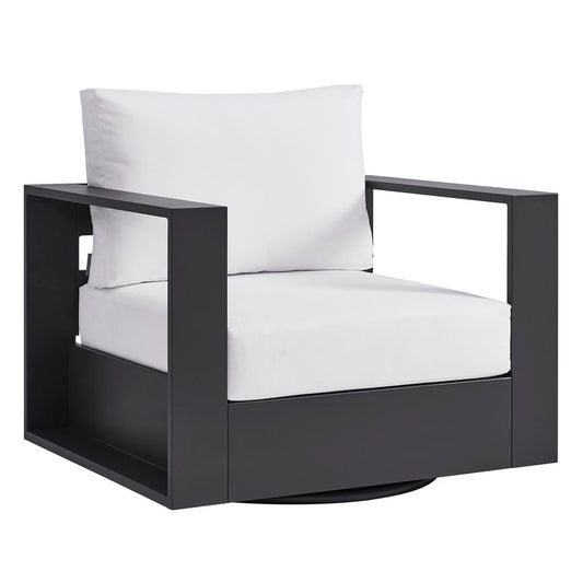 Tahoe Outdoor Powder-Coated Aluminum Swivel Armchair - Gray White