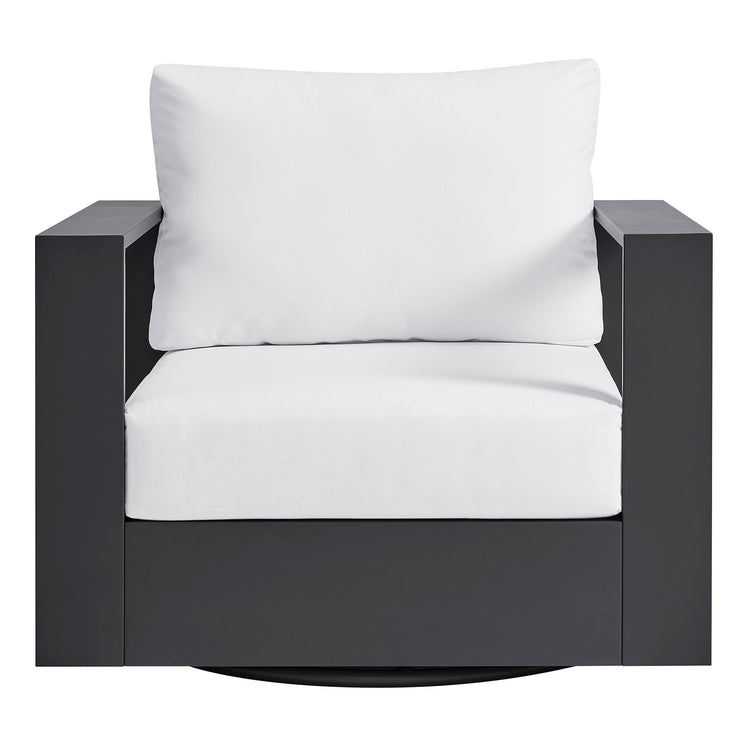 Tahoe Outdoor Powder-Coated Aluminum Swivel Armchair - Gray White
