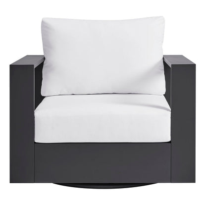Tahoe Outdoor Powder-Coated Aluminum Swivel Armchair - Gray White