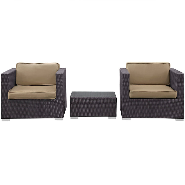 Burrow 3 Piece Outdoor Patio Sofa Set - Espresso Mocha